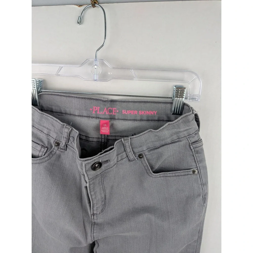 The Childrens Place Girls Super Skinny Gray Denim Jeans Size 16 Adjustable Waist